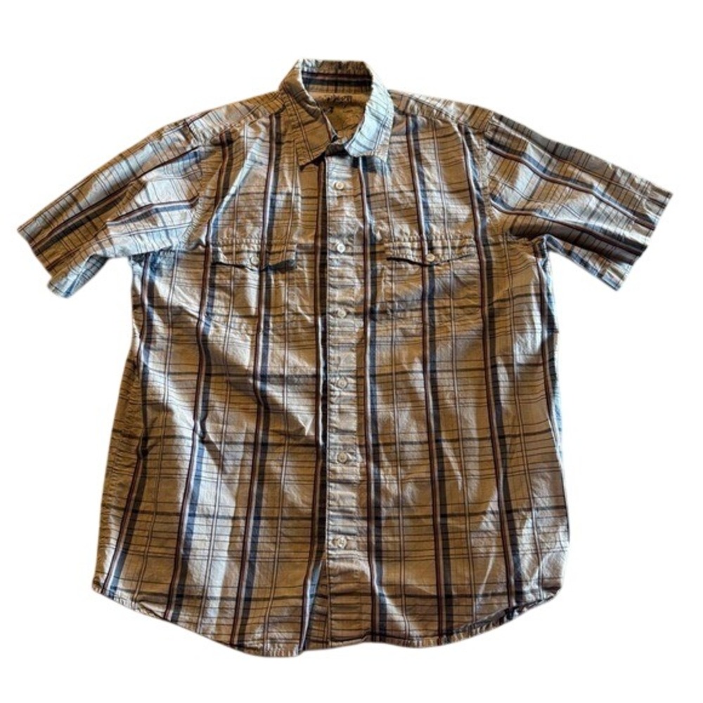 Sideout Boys Large Blue Grey Plaid Short Sleeve Button Down Shirt Casual Top